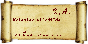 Kriegler Alfréda névjegykártya